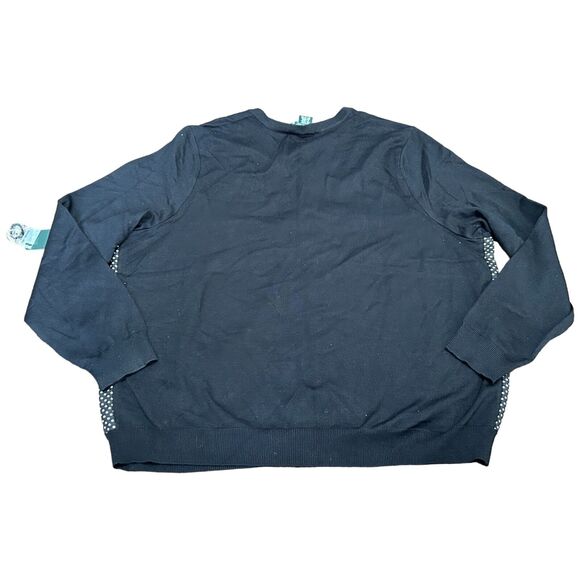 Lauren Ralph Lauren Cardigan Sweater Womens 2X Black Polka Dot Silk Button Front - Picture 2 of 10